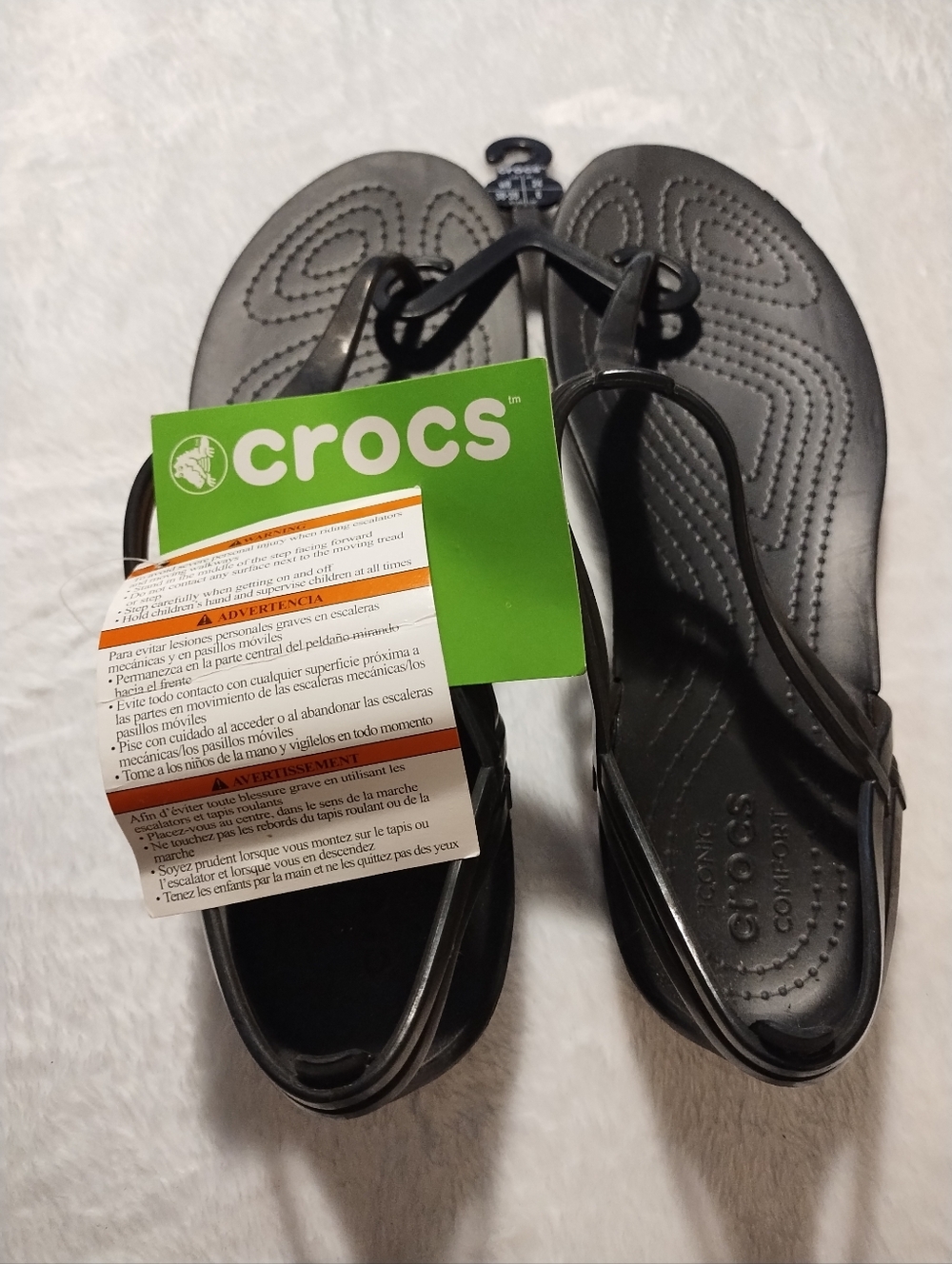 CROCS Black Strappy Thong Sandals